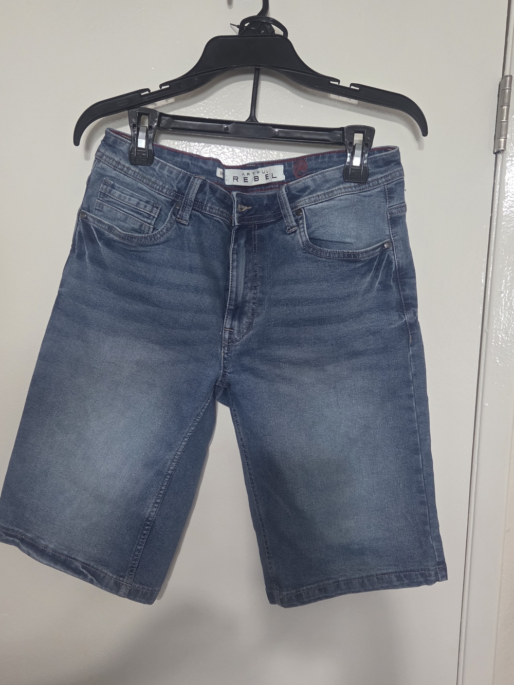 rebels Men’s Washed Blue Denim Jean Shorts